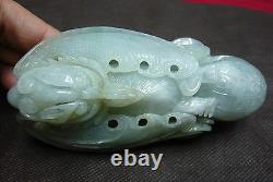 Chinese Jadeite Jade Eagle King Big $$$ Rich Lucky Hand Player Carving 297G LLZB
