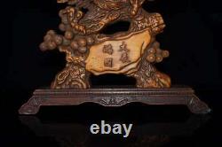 Chinese Natural Boxwood Hand carved Exquisite Eagle Screen 80124