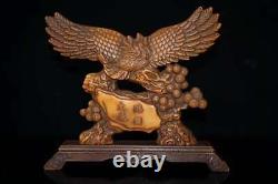 Chinese Natural Boxwood Hand carved Exquisite Eagle Screen 80124