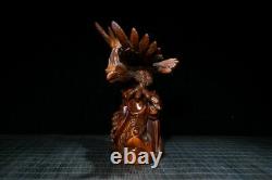 Chinese Natural Boxwood Hand carved Exquisite Eagle Statue 12581