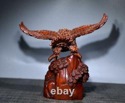 Chinese Natural Boxwood Hand-carved Exquisite Eagle Statue 9882