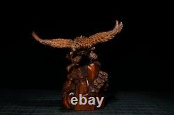 Chinese Natural Boxwood Hand carved Exquisite Eagle Statues 22710