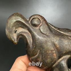 Chinese Natural He Mo Jade Hand-Carved Hongshan Culture Eagle Head Statue, C610