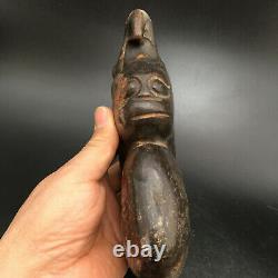 Chinese Natural He Mo Jade Hand-Carved Hongshan Culture Eagle Head Statue, C610