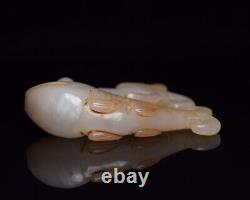 Chinese Natural Hetian Jade Hand-Carved Eagle catches fish Statues 103494