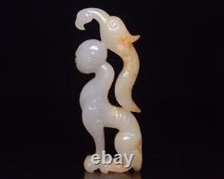 Chinese Natural Hetian Jade Hand-carved Exquisite Eagle Statue 15515