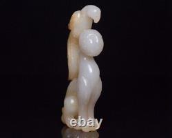 Chinese Natural Hetian Jade Hand-carved Exquisite Eagle Statue 15515