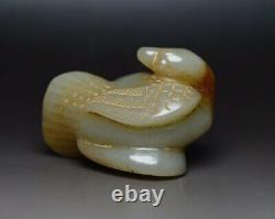 Chinese Natural Hetian Jade Hand-carved Exquisite Powerful Eagle Statue 60794