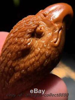Chinese Olive Dentoliva Hand-carved Animal Hawk Eagle Bird King Pendant LZJ-062