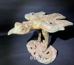 Chinese antique Han Dynasty bronze eagle snake statue