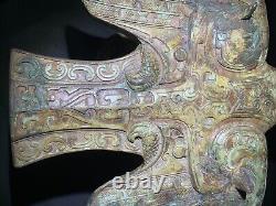 Chinese antique Han Dynasty bronze eagle snake statue