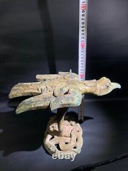 Chinese antique Han Dynasty bronze eagle snake statue