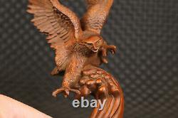 Chinese boxwood 100% hand carving eagle statue figure collection Art
