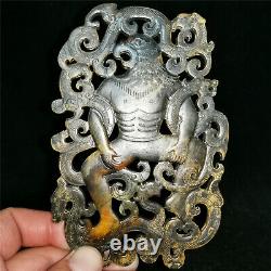 Chinese hetian jade Jadeite fine hand-carved pendant necklace eagles statue bi