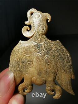 Chinese natural jade amulet eagle motif hand carved dynasty jade pendent