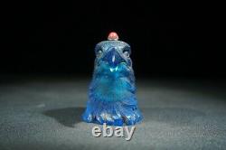Chinese old Beijing Glass Hand-carved Exquisite Eagle Head Snuff bottle 60707