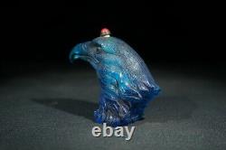 Chinese old Beijing Glass Hand-carved Exquisite Eagle Head Snuff bottle 60707