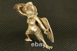 Chinese old Tibet silvercast eagle deity statue figure noble table decoration
