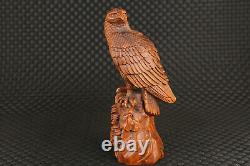 Chinese old boxwood hand carved eagle statue figure collectable