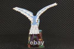 Chinese old cloisonne hand carved painting eagle statue figure collectable