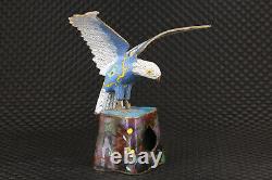 Chinese old cloisonne hand carved painting eagle statue figure collectable