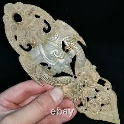 Chinese rare hetian jade Jadeite hand-carved pendant necklace statue eagle bi