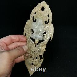 Chinese rare hetian jade Jadeite hand-carved pendant necklace statue eagle bi