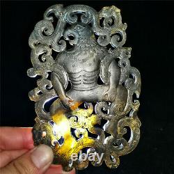 Chinese rare hetian jade Jadeite miniature hand-carved pendant statue eagle bi