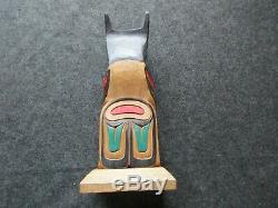 Classic Northwest Coast Design, Hand Carved Eagle Effigy Totem Pole, Wy-03429a