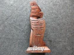 Classic Northwest Coast Design, Hand Carved Eagle Effigy Totem Pole, Wy-03430a