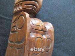 Classic Northwest Coast Design, Hand Carved Eagle Effigy Totem Pole, Wy-04667b