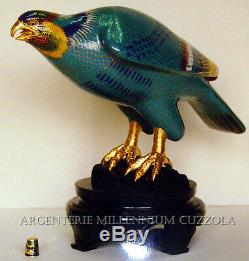 Cloisonne Aquila Hawk Eagle Adler Vintage Old Collectable Hand Carved Birds Huge