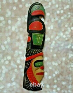Coast Salish Peter Charlie 17.5 Eagle & Chief Squamish Carving Hand Painted Art