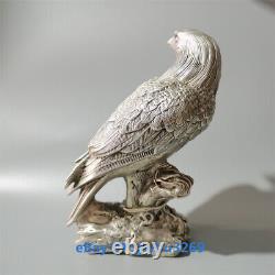 Collect Decorate Chinese Old Tibet Silver Hand carved lucky Eagle Statue 23342