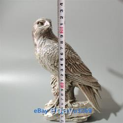 Collect Decorate Chinese Old Tibet Silver Hand carved lucky Eagle Statue 23342