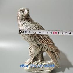 Collect Decorate Chinese Old Tibet Silver Hand carved lucky Eagle Statue 23342