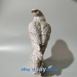 Collect Decorate Chinese Old Tibet Silver Hand carved lucky Eagle Statue 23342