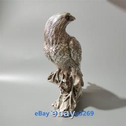 Collect Decorate Chinese Old Tibet Silver Hand carved lucky Eagle Statue 23342