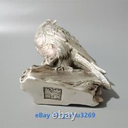 Collect Decorate Chinese Old Tibet Silver Hand carved lucky Eagle Statue 23342