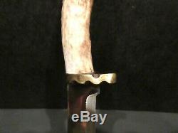Custom one of a kind Hand Carved EAGLE Antler Knife by Buck Miller #950 RARE EX+