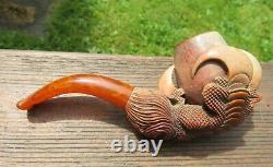 DRAGONS / EAGLE with EGG CLAW Meerschaum Tobacco Pipe Eagle Hand Carved Antique