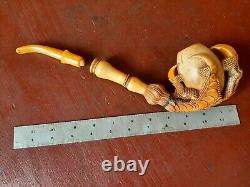 DRAGONS / EAGLE with EGG CLAW Meerschaum Tobacco Pipe Eagle hand carved antique