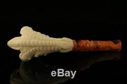 Deluxe Eagle's Claw Hand Carved BLOCK Meerschaum Pipe in CASE 9381