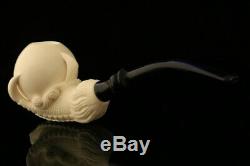 Deluxe Eagle's Claw Hand Carved BLOCK Meerschaum Pipe with CASE 10407