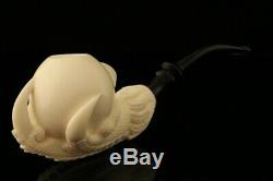 Deluxe Eagle's Claw Hand Carved BLOCK Meerschaum Pipe with CASE 10407