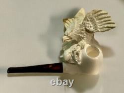 Deluxe Turkish Vintage Large Hand Carved Meerschaum Eagle Pipe Never Used