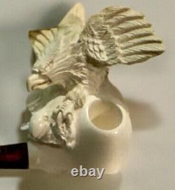 Deluxe Turkish Vintage Large Hand Carved Meerschaum Eagle Pipe Never Used