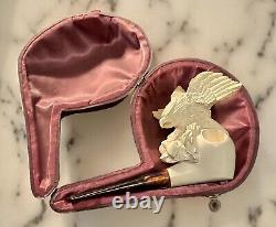 Deluxe Turkish Vintage Large Hand Carved Meerschaum Eagle Pipe Never Used