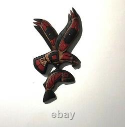 Dora EDWARDS 14.25 EAGLE Coast Salish Haida Carving Hand Painted Native R