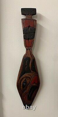 Dora EDWARDS Eagle Paddle Coast Salish Haida Art Carving Native Hand Painted